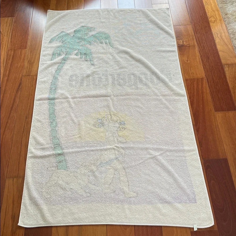 Vintage Coppertone Beach Towel Girl Dog Palm‎ Tree 36X62 Sunscreen Iconic USA